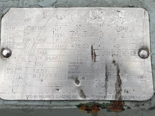 300 HP 1800 RPM Reliance, Frame LC3613ATZ, DPFVBB, 500 VA, 300 VF - Image 3