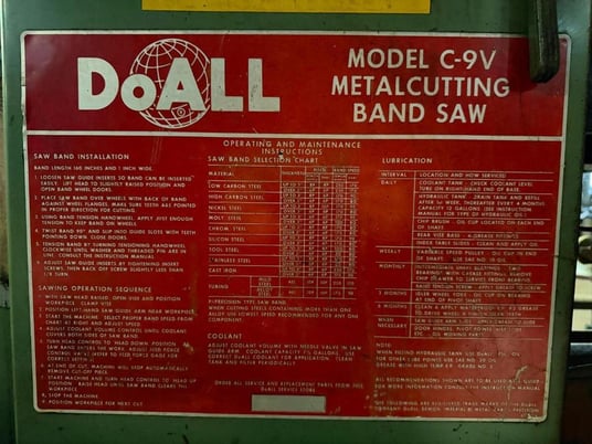 13" x 15" DoAll #C-9V, metalcutting band saw, 12" round, 13' 4" x 1" blade, 20" wheels - Image 2