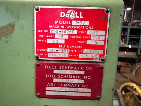 13" x 15" DoAll #C-9V, metalcutting band saw, 12" round, 13' 4" x 1" blade, 20" wheels - Image 6