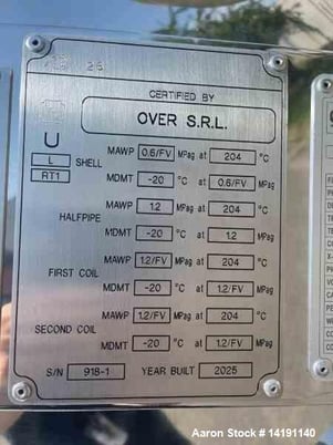 12480 gallon Reactor, w/ Jacket & Dual Internal Coils, 316L Stainless Steel, 87 psi internal, 174 psi jacket - Image 4