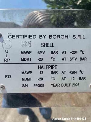 13200 gallon Borghi Srl, Reactor, 304L Stainless Steel, 11.2' diameter x 19.7' height, 87 psi internal, 174 - Image 6