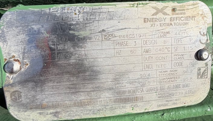 250 HP 3570 RPM Reliance, Frame 447TS, TEFC, 1.15 service factor, Ball, 460 Volts, Rebuilt - Image 1