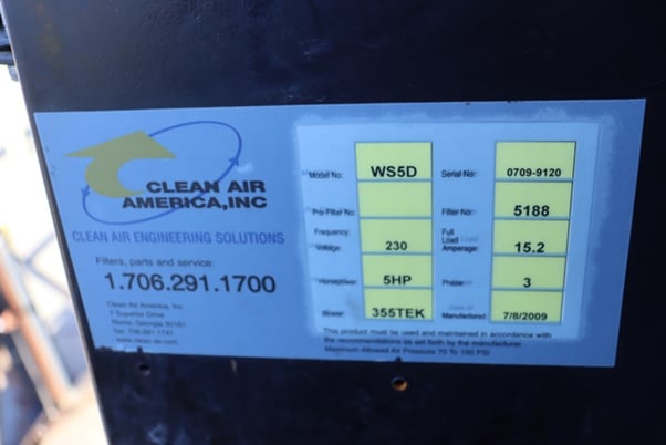 4000 cfm Clean Air America #WeldStation-Dual booth with collection system, 904 sq.ft., reconditioned - Image 3