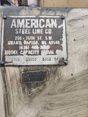 10000 lb. American Steel Line #1000, motorized uncoiler, 36" width, hydraulic expansion, holddown arm, 1990 - Image 5