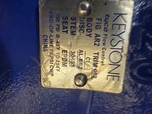 19" Tyco #F79U-180, Double acting butterfly valve, brand new, 2012 - Image 8