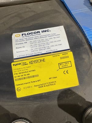 19" Tyco #F79U-180, Double acting butterfly valve, brand new, 2012 - Image 7