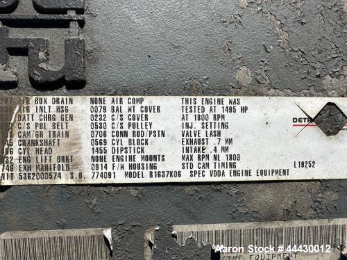 1000 kW MTU 16V2000 Engine, Diesel Generator, 480/277 Volts, Stamford CC634C Alternator, 17,596 Hrs, 1999 - Image 2