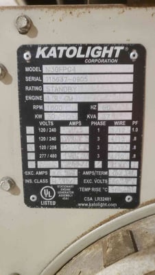 30 KW Kato #N30FPG4, Nat Gas LP Generator, 3PH, 312 Hrs - Image 4