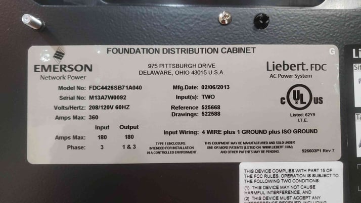 Vertiv #FDC4426SB71A040, Multi-Phase Distribution Cabinet, RPP, 360 x 208Y/120 Volts, 30 breakers, 2013 (2 - Image 4
