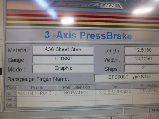 130 Ton, Accurpress Advantage #713010, Press Brake, 10' overall, 100" between housing, 8" stroke, 10" throat - Image 2