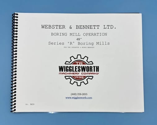 Webster & Bennett, " R" Operations Manual Only for 48" vertical turret lathe - Image 1