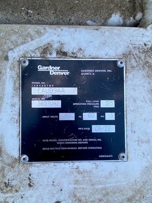 Gardner Denver #EAU99AA, Gardner Denver Saver air compressor, SN:  S657042, Marathon 250 HP motor, 1785 RPM - Image 4
