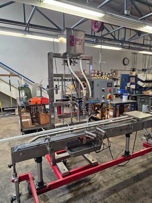 Accutek/Chadam, Bottling Line w/ 2-Head Gravity Filler, Accutek SA-1 Automatic Chuck Capper, Accutek APS106 - Image 1
