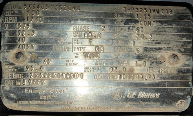 100 HP 1750 RPM General Electric Motors #5KS4050SS204B, AC Motor, Frame 405T, 575 Volts, 2019 - Image 4