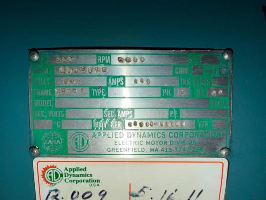 250 HP 1800 RPM Applied Dynamics Corp, AC Motor, Frame 449TS, 575 Volts - Image 2