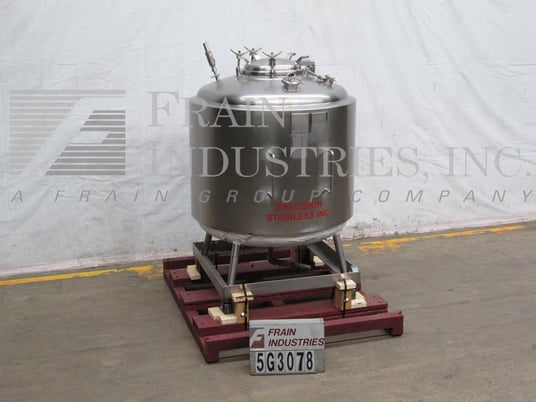 300 gallon Precision Stainless, 316L Stainless Steel vacuum rated jacketed tank, 48" diameter x 37" straight - Image 1
