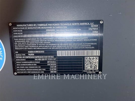 Atlas-Copco XAS400CD, Compressed Air, 1024 hours, S/N: UVC302050, 2024 - Image 5