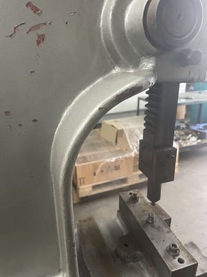3 Ton, Phase II, arbor press, 12" stroke, 6 -1/2"throat, mounted on a shop fabricated stand - Image 4