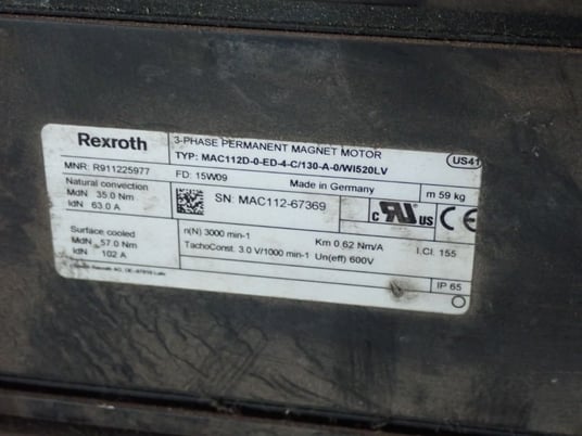 Rexroth #MAC112D-0-ED-4-C/130-A-0/WI520LV, Servo Motor, 3 Phase, 3000 RPM, 600 V - Image 4