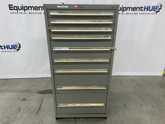 10 Drawer Rack Engineering Co., modular industrial tool storage cabinet with drill bits, 30" x 27-3/4" x - Image 1