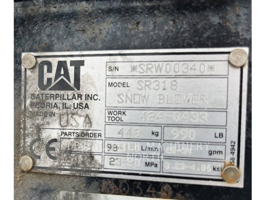 Caterpillar SR318, Snow Removal Attachments, S/N: SRW00340, 2017 - Image 5