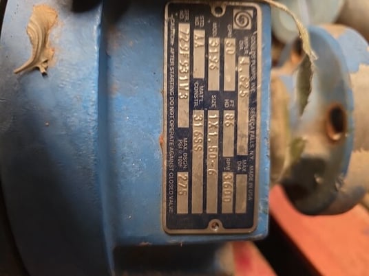60 GPM @ 86' TDH, Goulds #3196-STX, Pump, Stainless Steel, 1" x 1.5" - 6" Size, 4.625" Impeller diameter, 275 - Image 1
