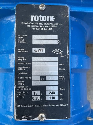 Rotork Controls #AQ860FA14.1, Actuator, 800 lbs./ft. max Torque, 63 kW - Image 2