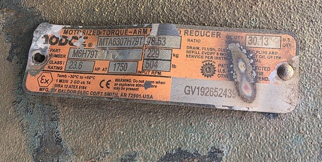 23.6 HP @ 1750 RPM, Dodge #MTA6307H79T, Gear Reducer, 78.53:1 Ratio - Image 3