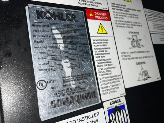 15 KW Kohler #15REOZK, Diesel Generator Set, Sound Attenuated, 120/240 Volts, 1PH, 5.5 hours, 2021, (4 - Image 8