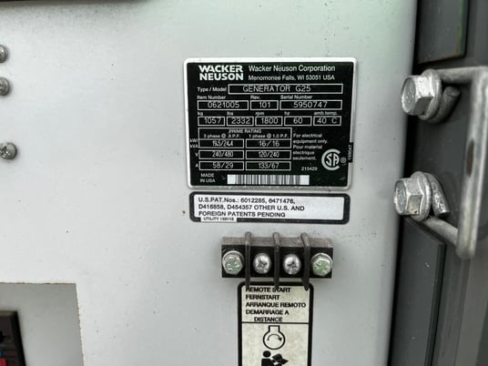 20 KW Wacker Neuson #G25, Trailer Mounted, Tier 3, sound attenuated enclosure, 120/240/208/277/480 Volts - Image 8