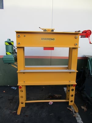 75 Ton, Enerpac, hydraulic H-frame press, table hoist - Image 2