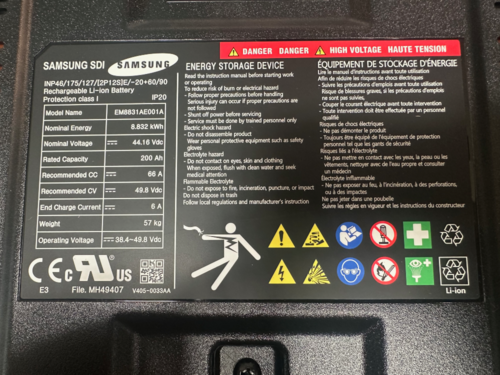 Samsung SDI #EM8831AE001A, Battery Module, -48 VDC, 8.8 kWh - Image 7