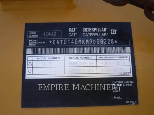 Caterpillar 140M2, Motor Grader, 12723 hours, S/N: M9D00228, 2011 - Image 6