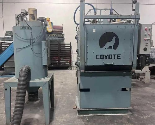 Coyote 407BG, 4-Nozzle Tumble Blast, 6 cu. ft. capacity, reclaim system, new spare belt, automatic controls - Image 1