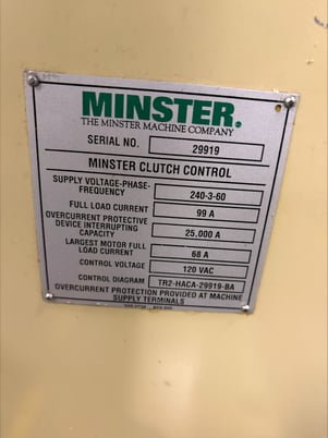30 Ton, Nidec Minster #Pulsar-TR2-30, high speed stamping press, 1.2" stroke, 7.25"-9" Shut Height, 1.75" - Image 7