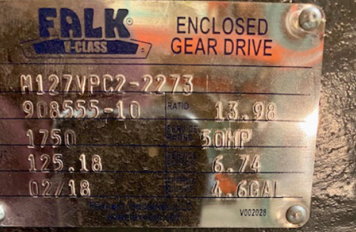 50 HP @ 1750 RPM, Falk #M127VPC2, 125 RPM out, 13.98 ratio, unused surplus - Image 2