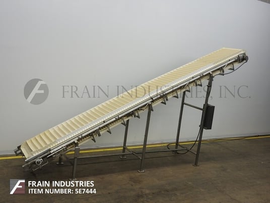 Stainless Specialist #BC23555, 26" wide x 20' long, incline, covered, mezzanine mounted, plastic cleated belt - Image 1