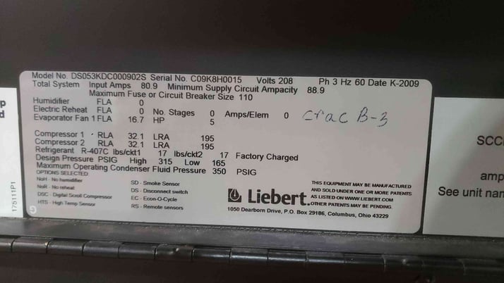 15 Ton, Liebert #DS053KDC000902S, CRAC Unit, 208 Volts, 3PH (2 available) - Image 3