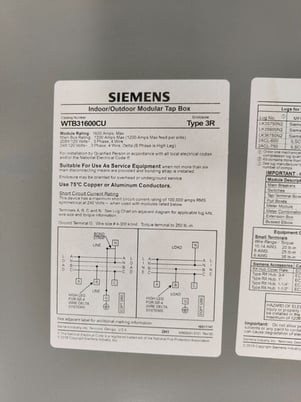 1600 Amps, Siemens WTB31600CU, Power Mod, Tap Box Module, 1200 A Bus, 240 VAC, 3 PH, 3R - Image 3