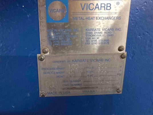 100 PSI, Vicarb Heat Exchange, 1994 - Image 5