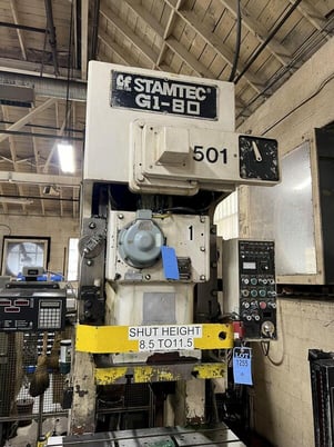 88 Ton, Stamtec #G1-80, single crank gap frame press, 5.91" stroke, 13" Shut Height, 3.15"ram adj., 35-80 - Image 4