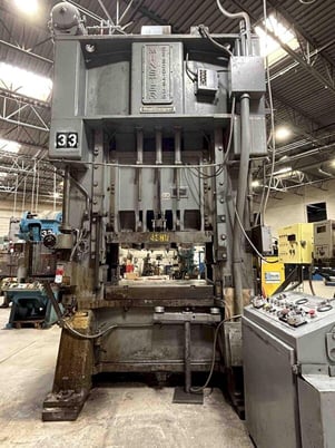 200 Ton, Minster #E2-200-48-36, straight side double crank press, 8" stroke, 24" Shut Height, 8" ram adj., 60 - Image 3