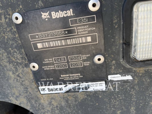 Bobcat E35, Crawler Excavator, 1467 hours, S/N: B3Y213668, 2018 - Image 6