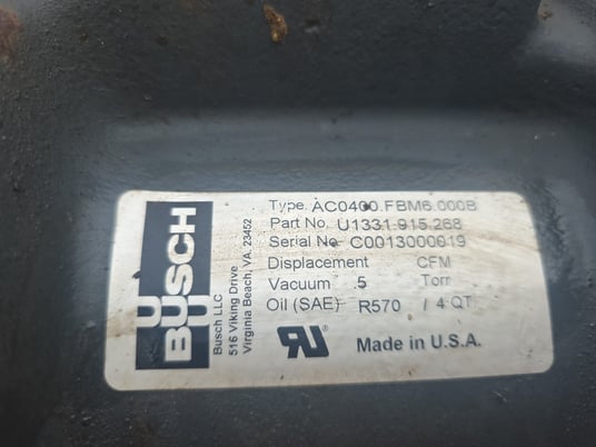 Busch #AC0400.FBM6.000B, Vacuum Pump - Image 2