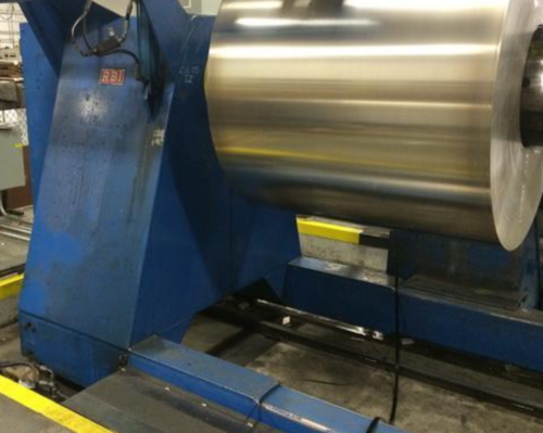 40000 lb. RBI mandrel uncoiler with floor standing coil car, 72" width, 19"-24" ID, L to R - Image 2