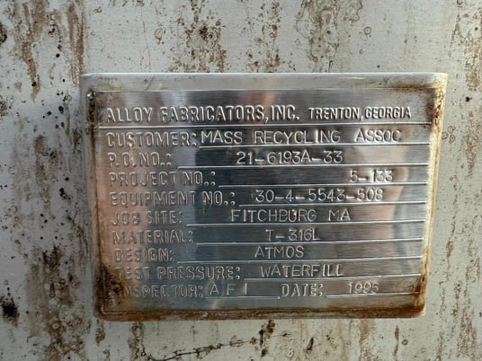 7000 gallon Alloy Fabricators, Stainless Steel Tank - Image 3