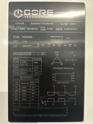 2500 KVA 4160 Delta Primary, 480Y/277 Secondary, SUB, proCORE(immediate shipment available) - Image 1