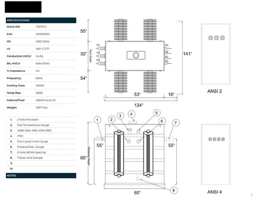 2500 KVA 4160 Delta Primary, 480Y/277 Secondary, SUB, proCORE(immediate shipment available) - Image 6
