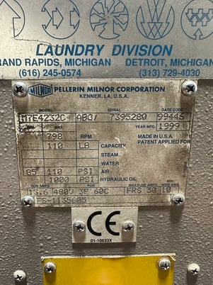 110 lb. Milnor #M7E4232C, Extractor, 85/110 psi Air, 789 RPM, 480 V, 1999 - Image 4