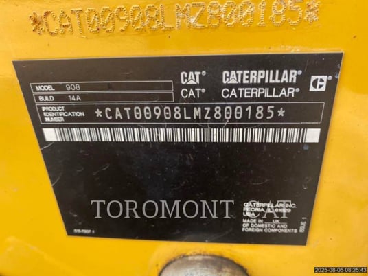 Cat 908, Compact Wheel Loader, 1139 hours, S/N: MZ800185, 2022 - Image 6